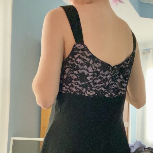 Purple and Black Beaded Lace Whimsygoth Maxi Formal Prom Dress Vintage - Picture 6 of 6